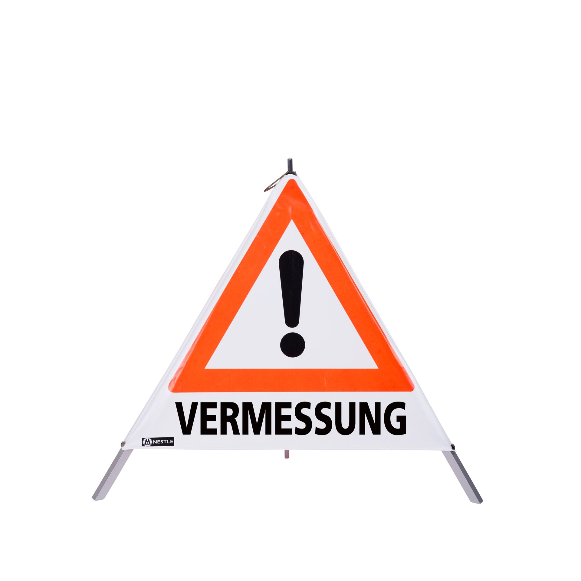 NESTLE Warnpyramide 70 cm, Achtung (VZ101), weiß, mit Mittelfuß NESTLE Warnpyramide 70 cm, Achtung (VZ101), weiß, mit Mittelfuß